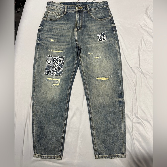 Dirty aesthetic patchwork fendi jeans